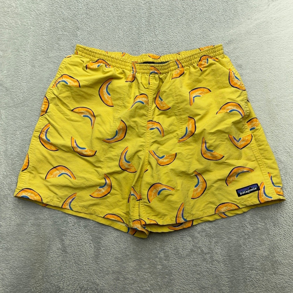 Patagonia Shorts Mens M Yellow Baggies 5 Inseam Melon Fruit Print Casual Summer